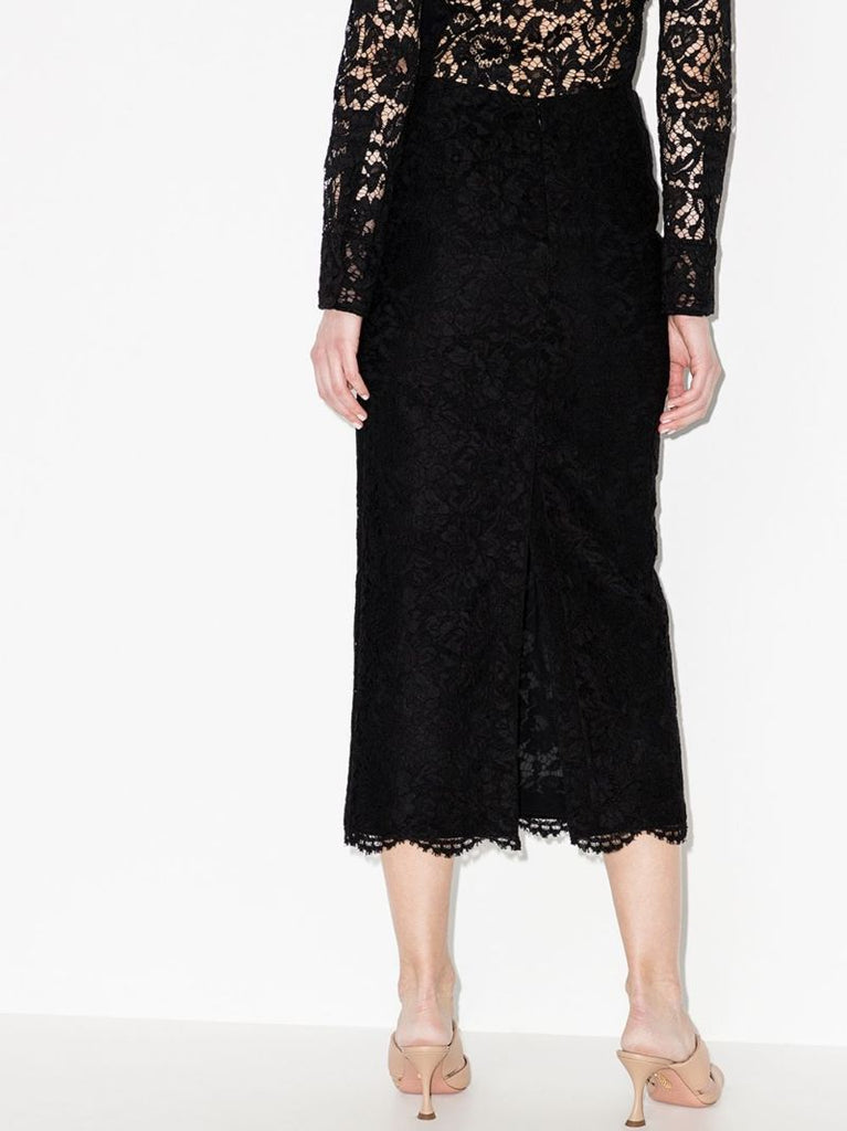 High Waist Lace Midi Skirt