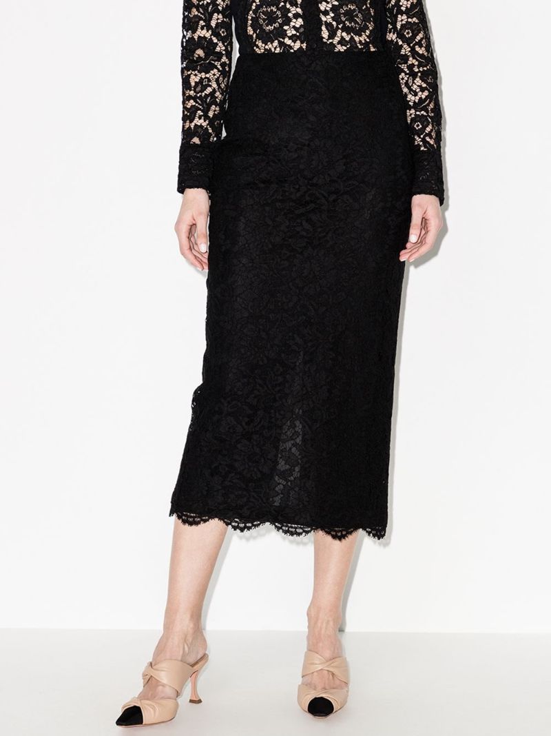 High Waist Lace Midi Skirt