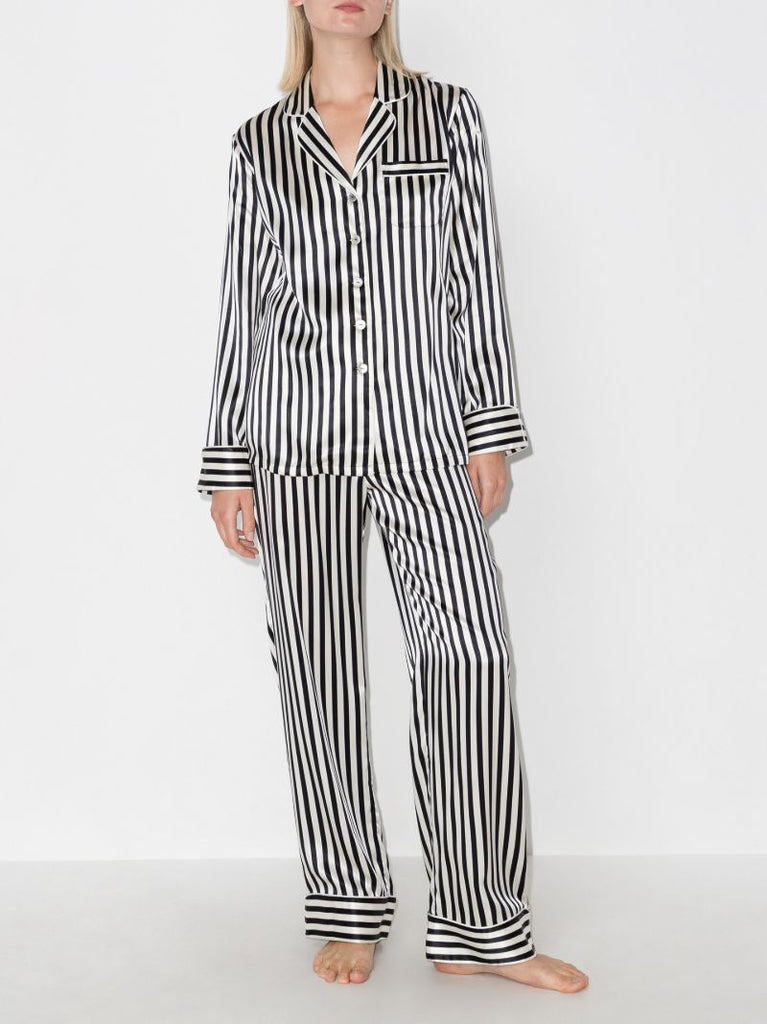 Lila Nika Striped Silk Pyjamas