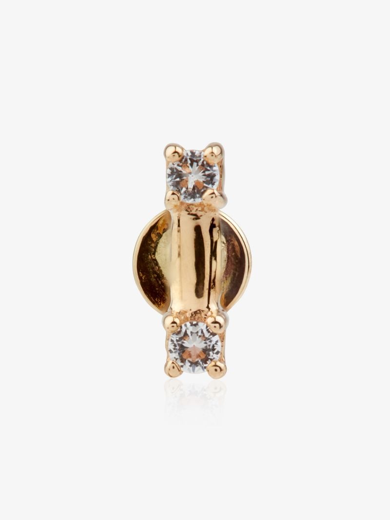 14k Yellow Gold Two Stone Staple Topaz Earring