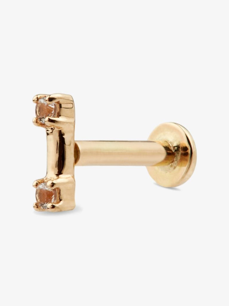 14k Yellow Gold Two Stone Staple Topaz Earring
