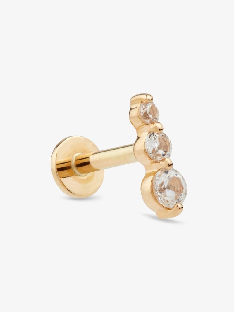 14k Yellow Gold Sapphire Stud Earring