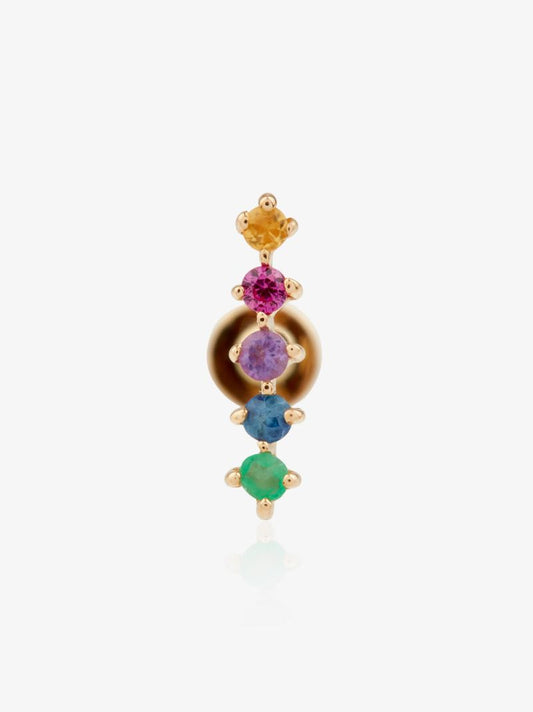14k Yellow Gold Rainbow Bar Earring