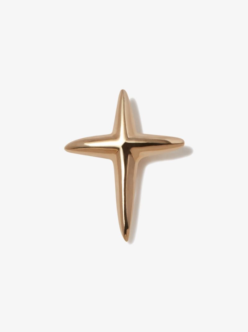 14k Yellow Gold Cross Earring