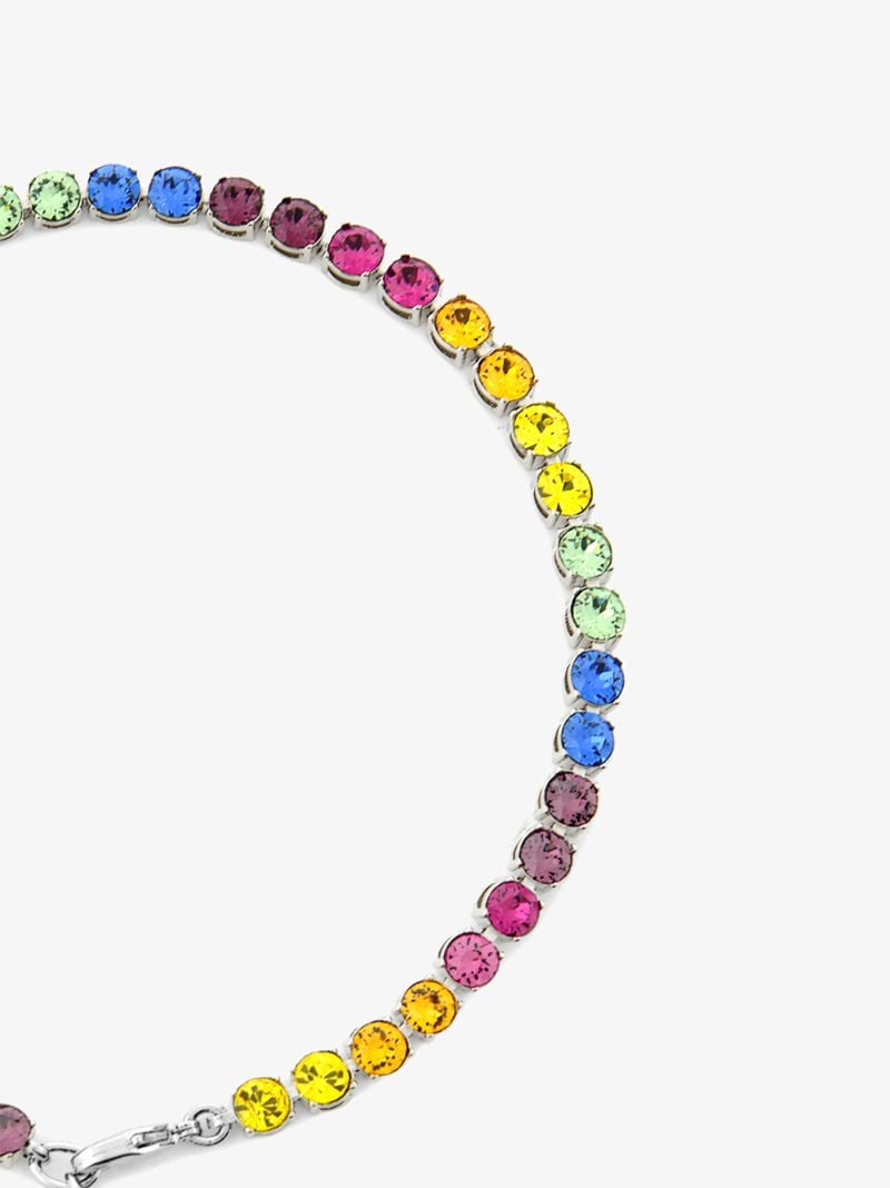 Silver-tone Tennis Crystal Anklet