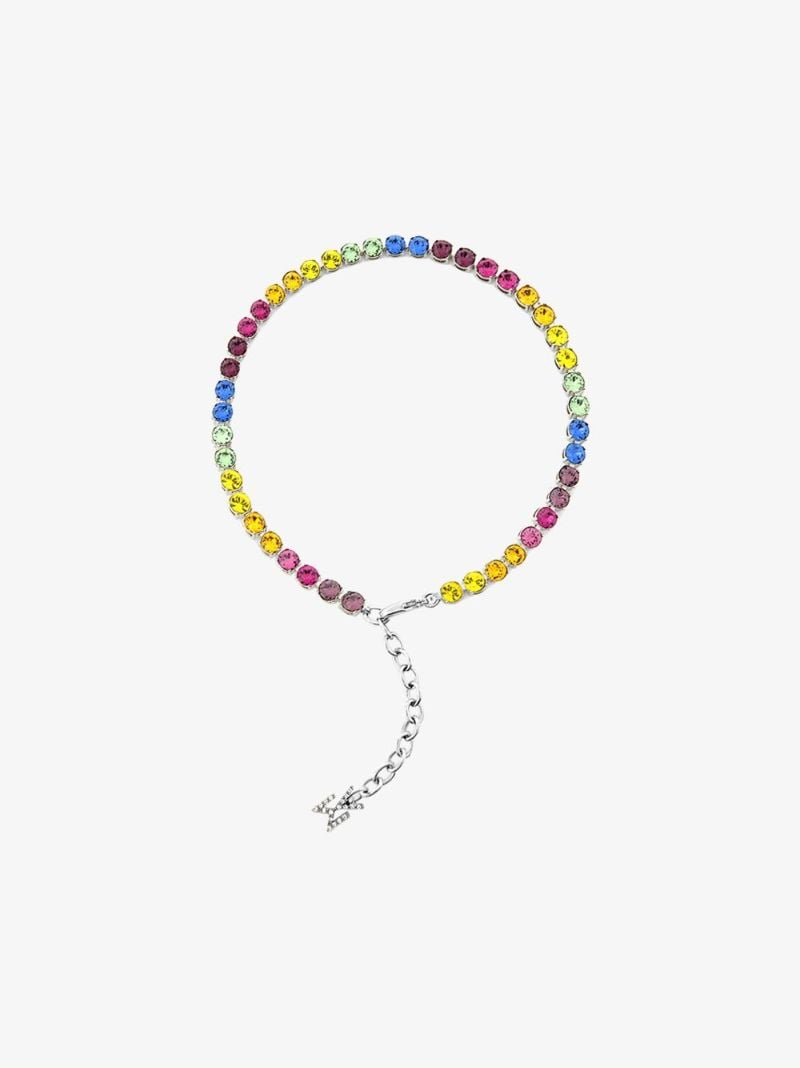 Silver-tone Tennis Crystal Anklet