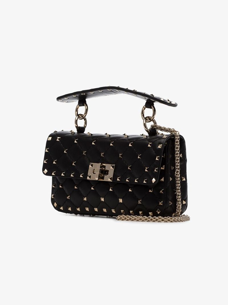 Black Rockstud Spike Small Leather Shoulder Bag