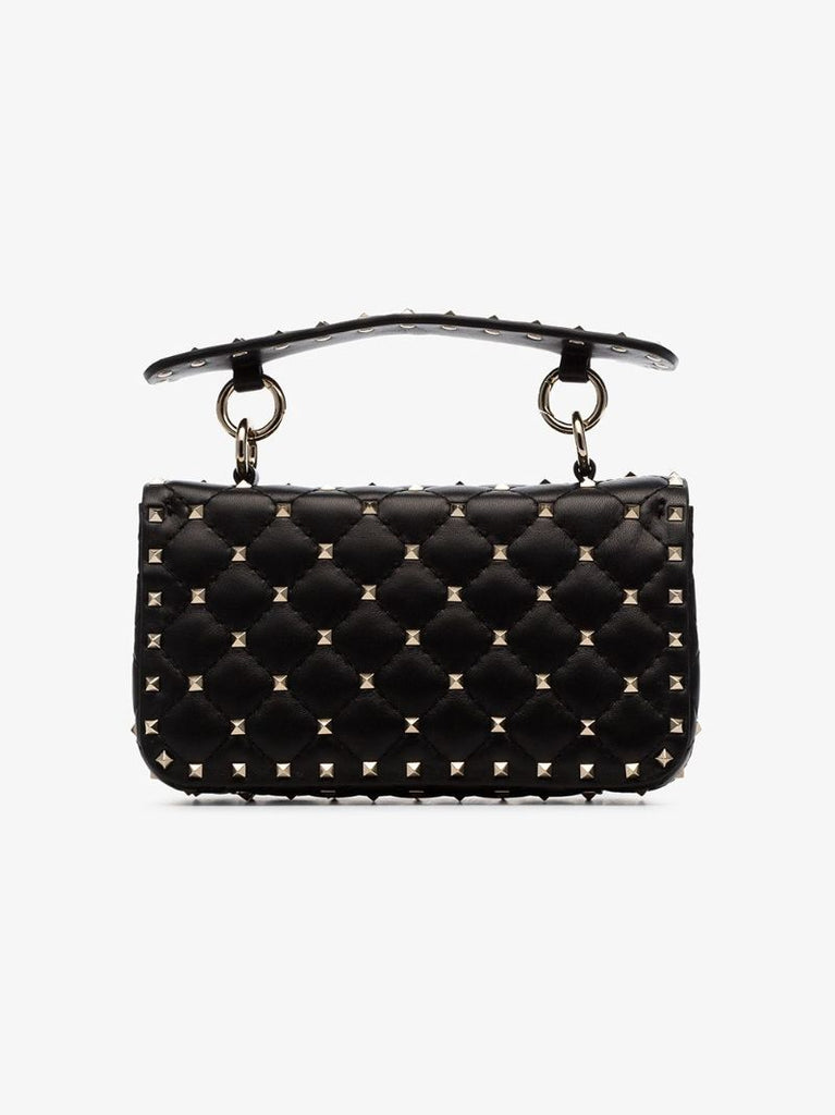 Black Rockstud Spike Small Leather Shoulder Bag