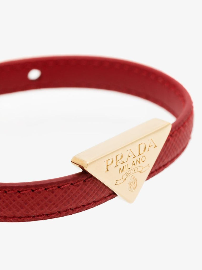 Red Triangle Logo Leather Bracelet