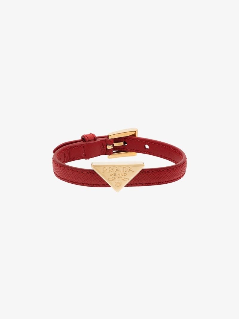 Red Triangle Logo Leather Bracelet