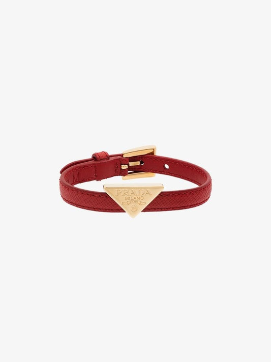 Red Triangle Logo Leather Bracelet