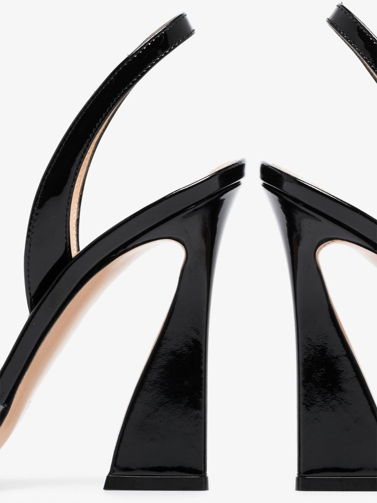 Black Aileen 105 Patent Leather Slingback Sandals