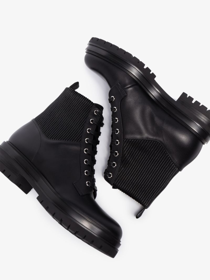 Black Martis Leather Combat Boots