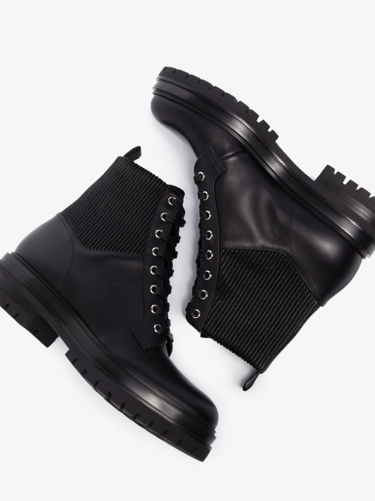 Black Martis Leather Combat Boots