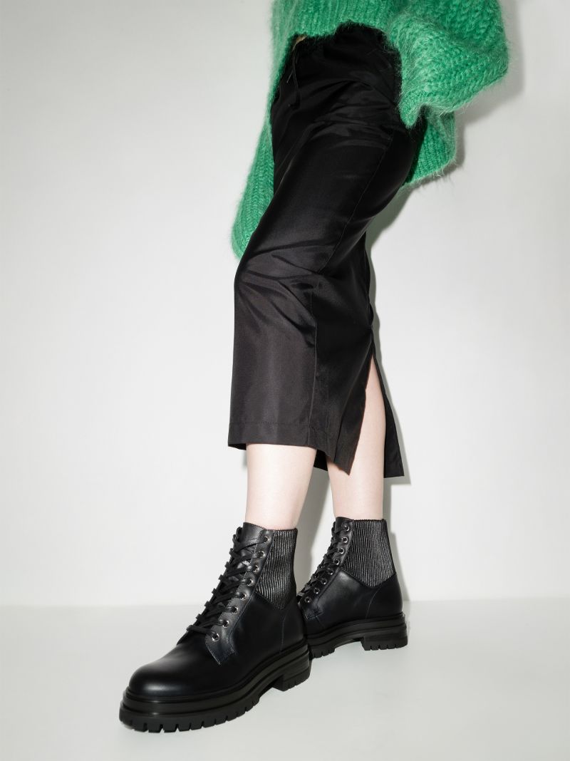 Black Martis Leather Combat Boots