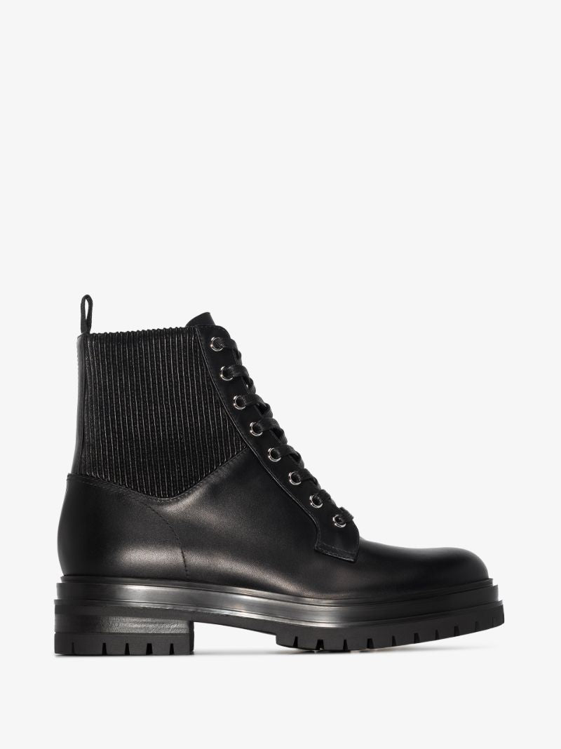 Black Martis Leather Combat Boots