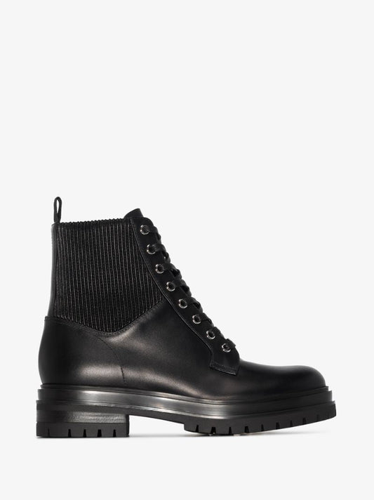 Black Martis Leather Combat Boots