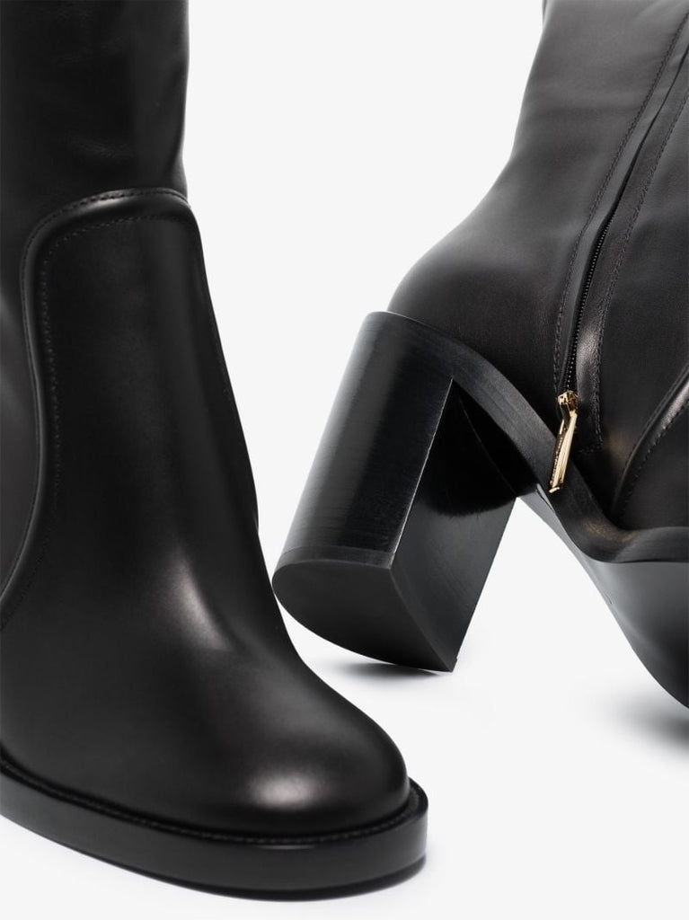 Black 85 Knee-high Leather Boots