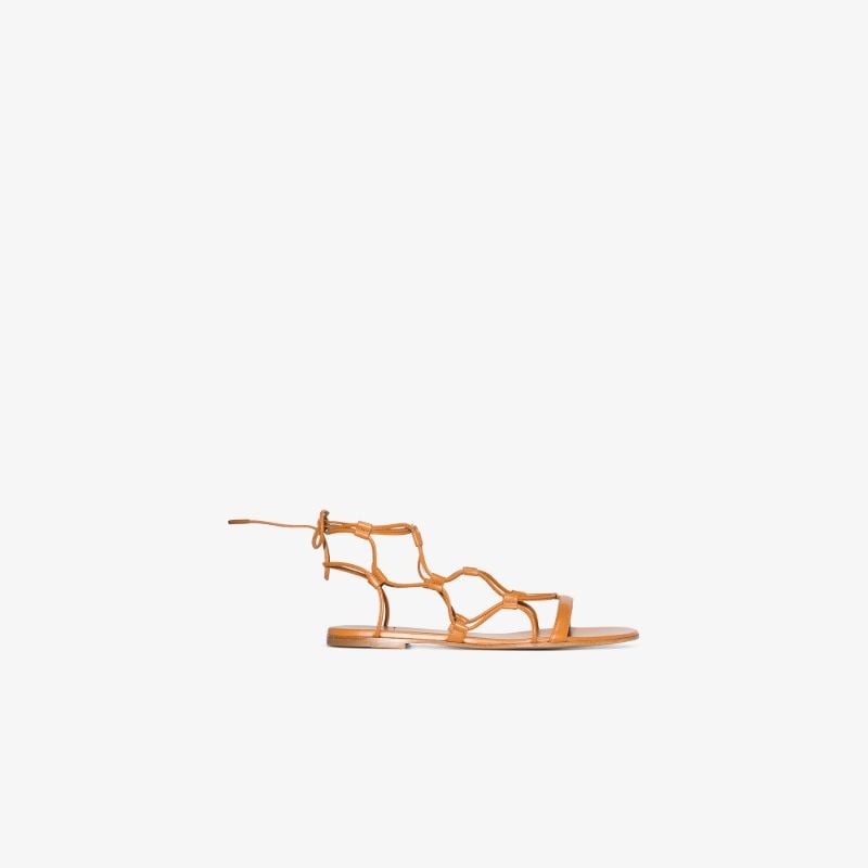 Brown Lace-up Leather Sandals