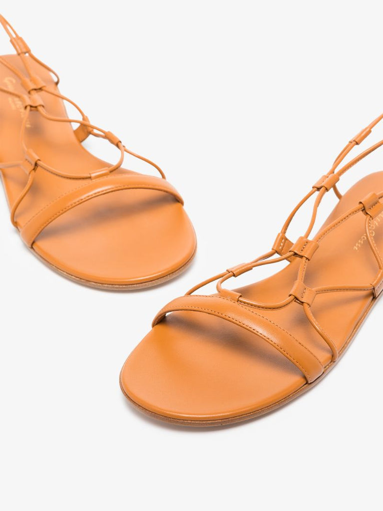 Brown Lace-up Leather Sandals