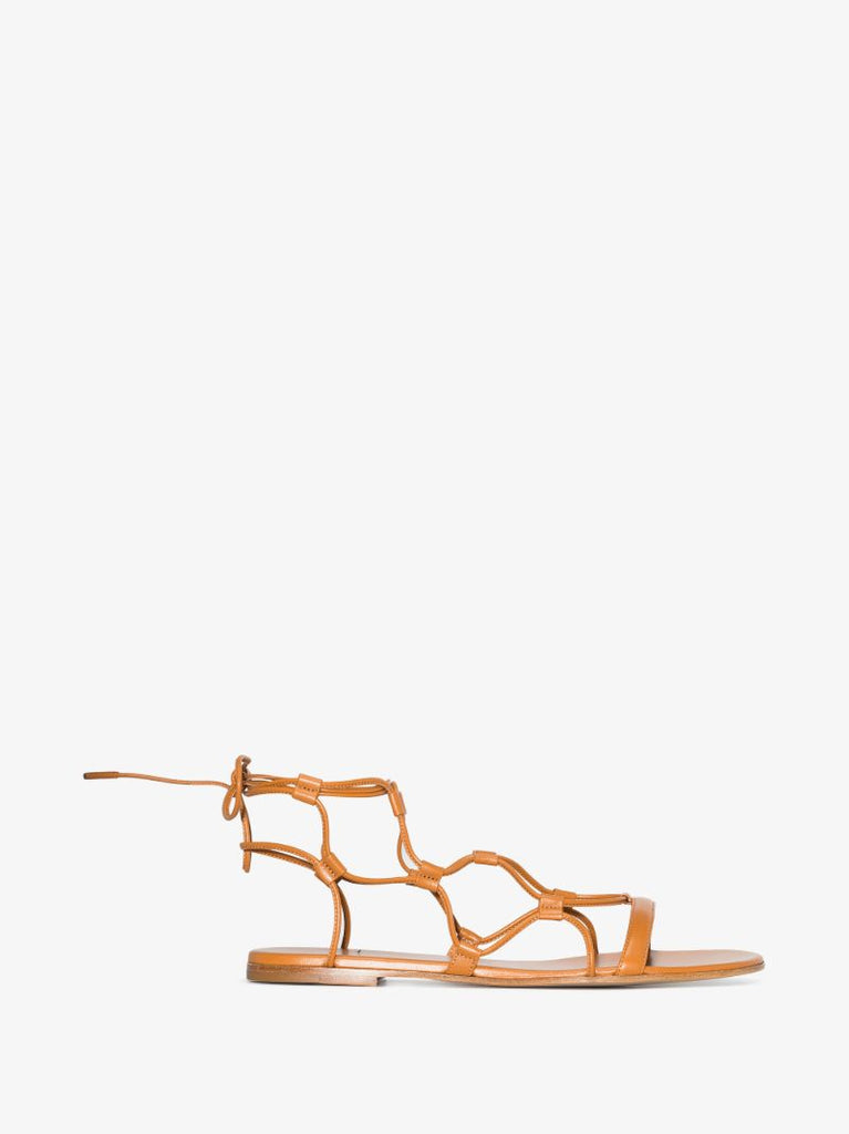 Brown Lace-up Leather Sandals