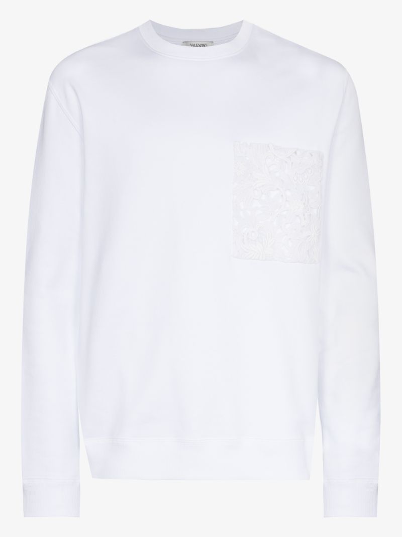 White Logo Print Cotton Sweater