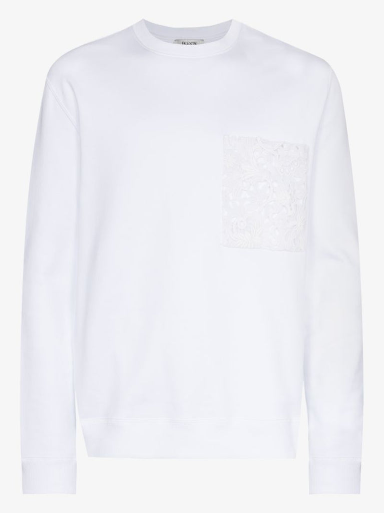 White Logo Print Cotton Sweater