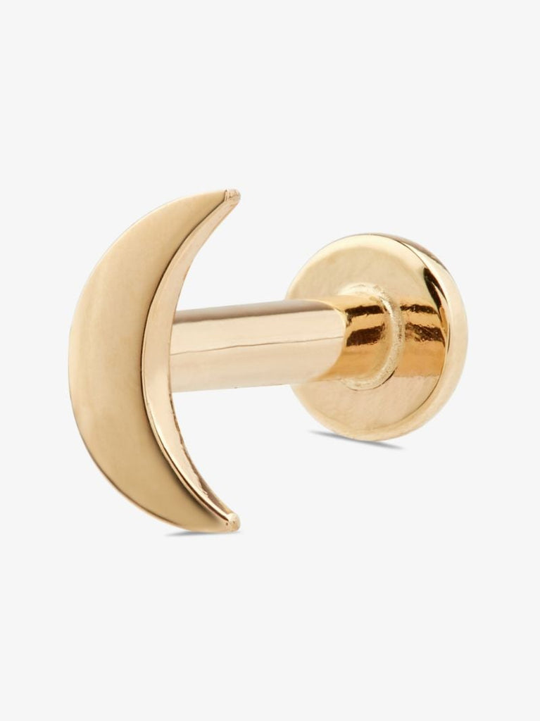 14k Yellow Gold Moon Earring