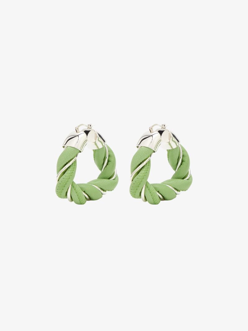 Green Sterling Silver Twist Hoop Earrings
