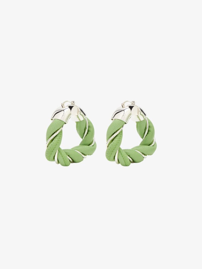 Green Sterling Silver Twist Hoop Earrings