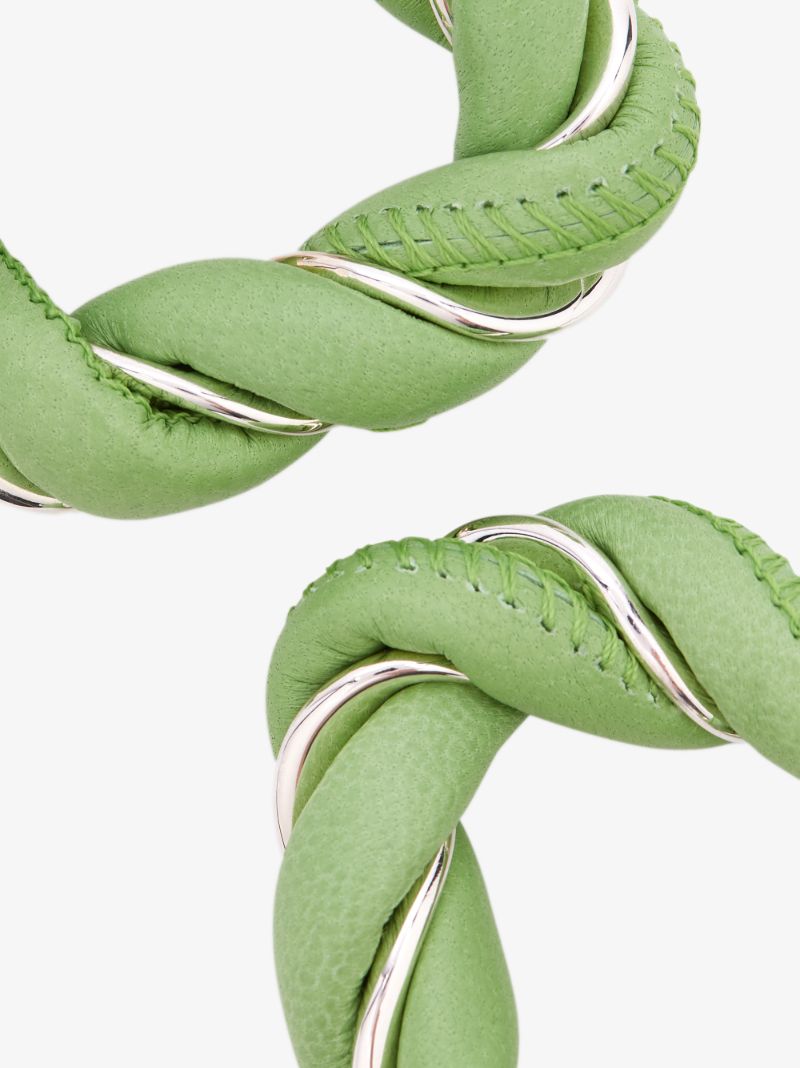 Green Sterling Silver Twist Hoop Earrings