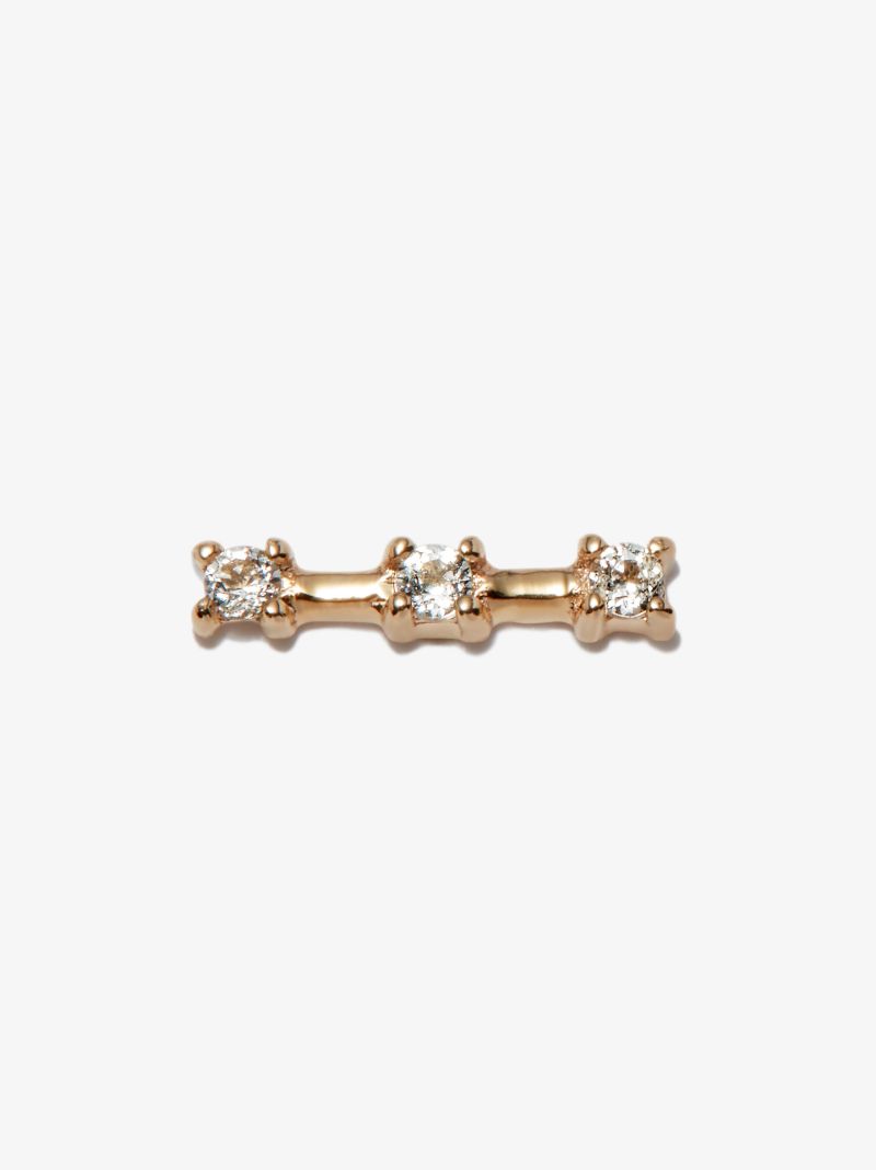 14k Yellow Gold Three Stone Staple Topaz Earring