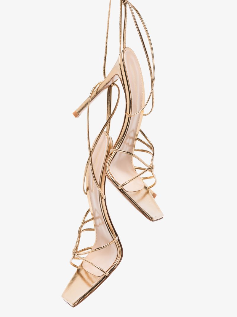 Gold 105 Ankle Wrap Leather Sandals
