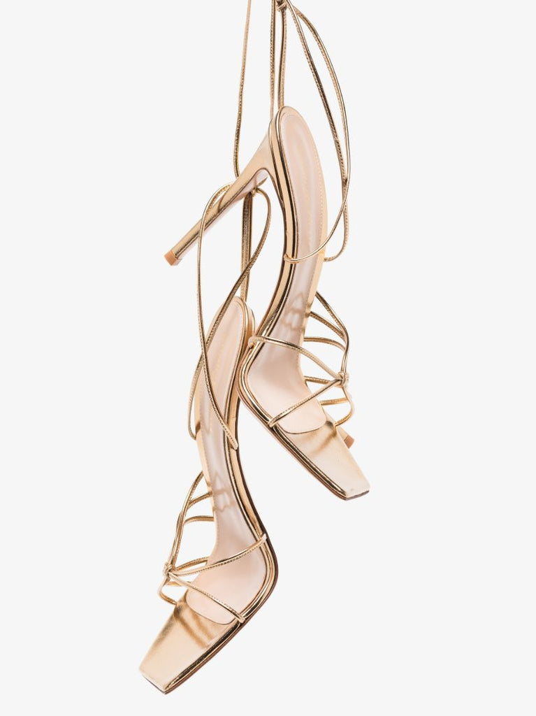 Gold 105 Ankle Wrap Leather Sandals