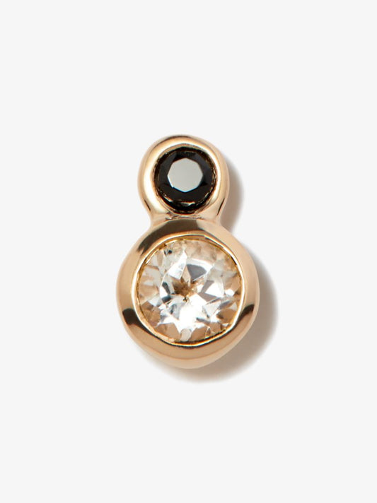 14k Yellow Gold Topaz and Onyx Stud Earring