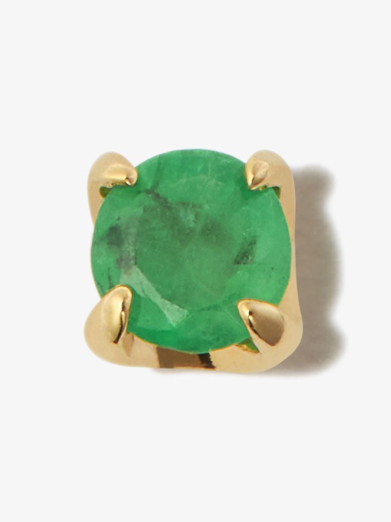 14k Yellow Gold Emerald Single Stud Earring