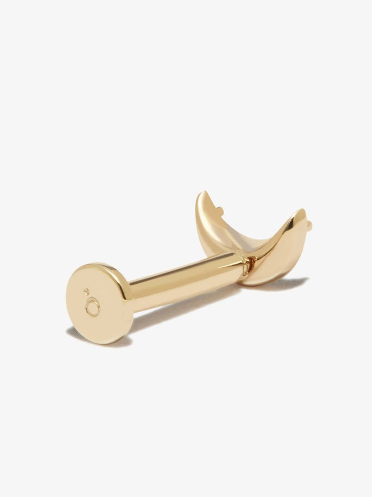 14k Yellow Gold Moon Diamond Earring