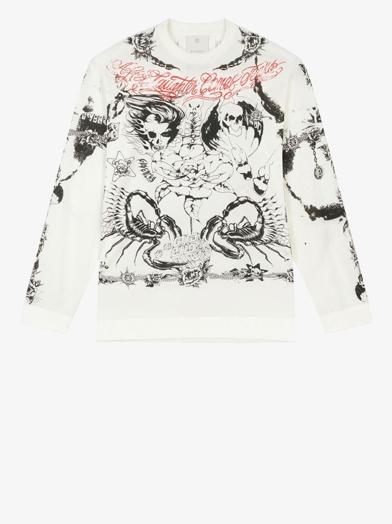 Tattoo Print Oversized Sweatshirt