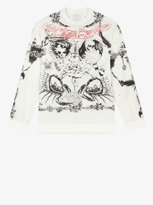 Tattoo Print Oversized Sweatshirt