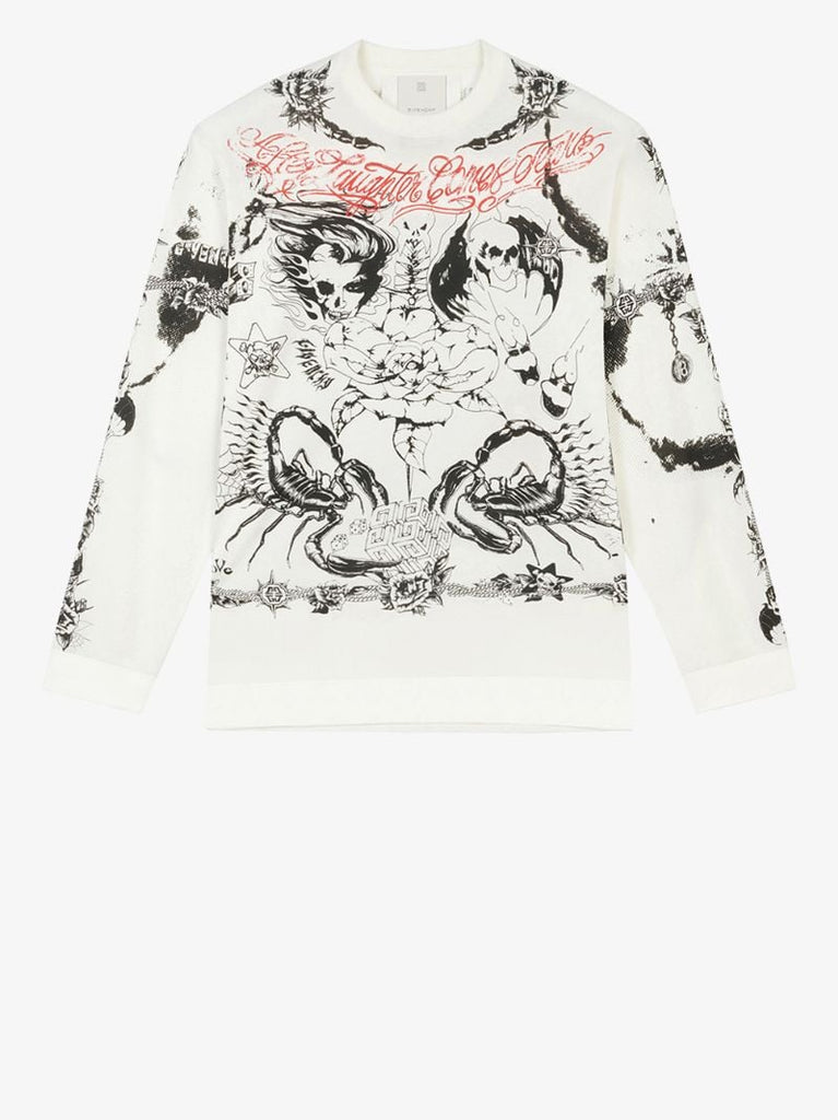 Tattoo Print Oversized Sweatshirt