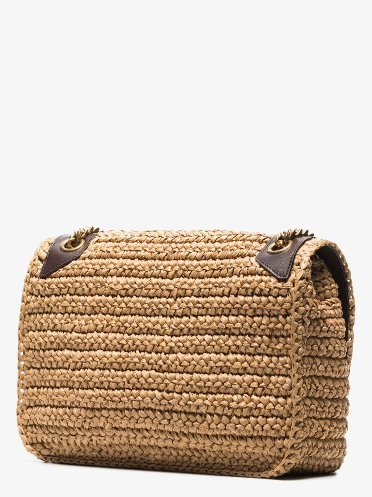 Neutral Niki Medium Raffia Shoulder Bag