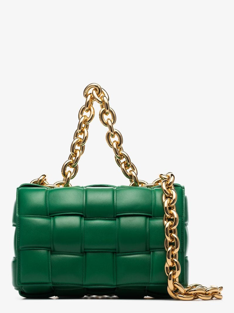 Green the Chain Cassette Leather Shoulder Bag