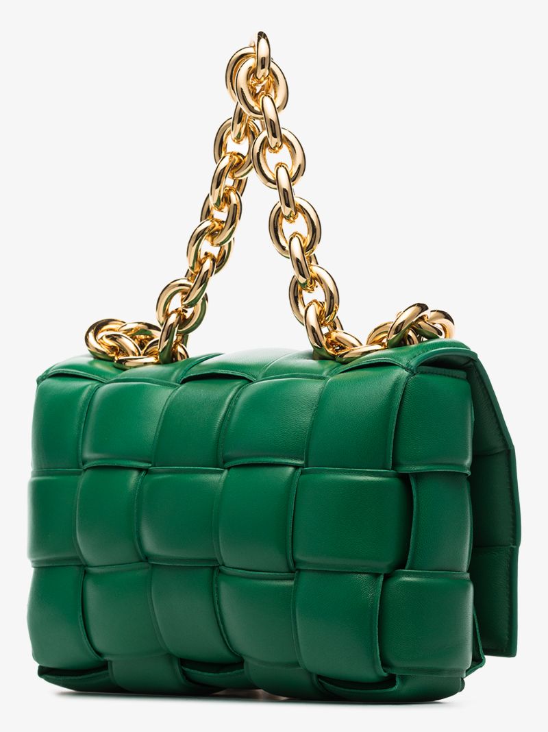 Green the Chain Cassette Leather Shoulder Bag