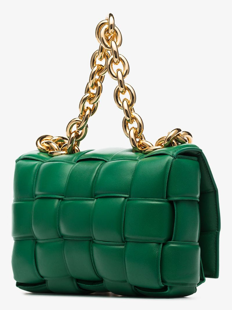 Green the Chain Cassette Leather Shoulder Bag