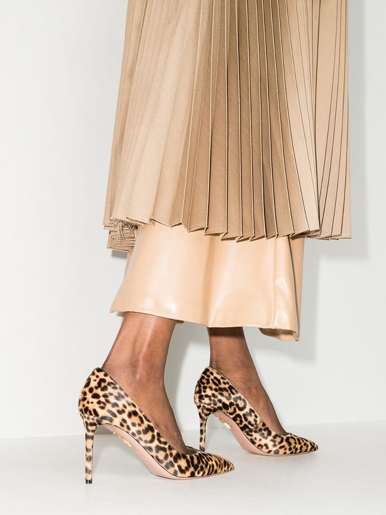 Neutral Purist Cavallino 85 Leopard Print Pumps
