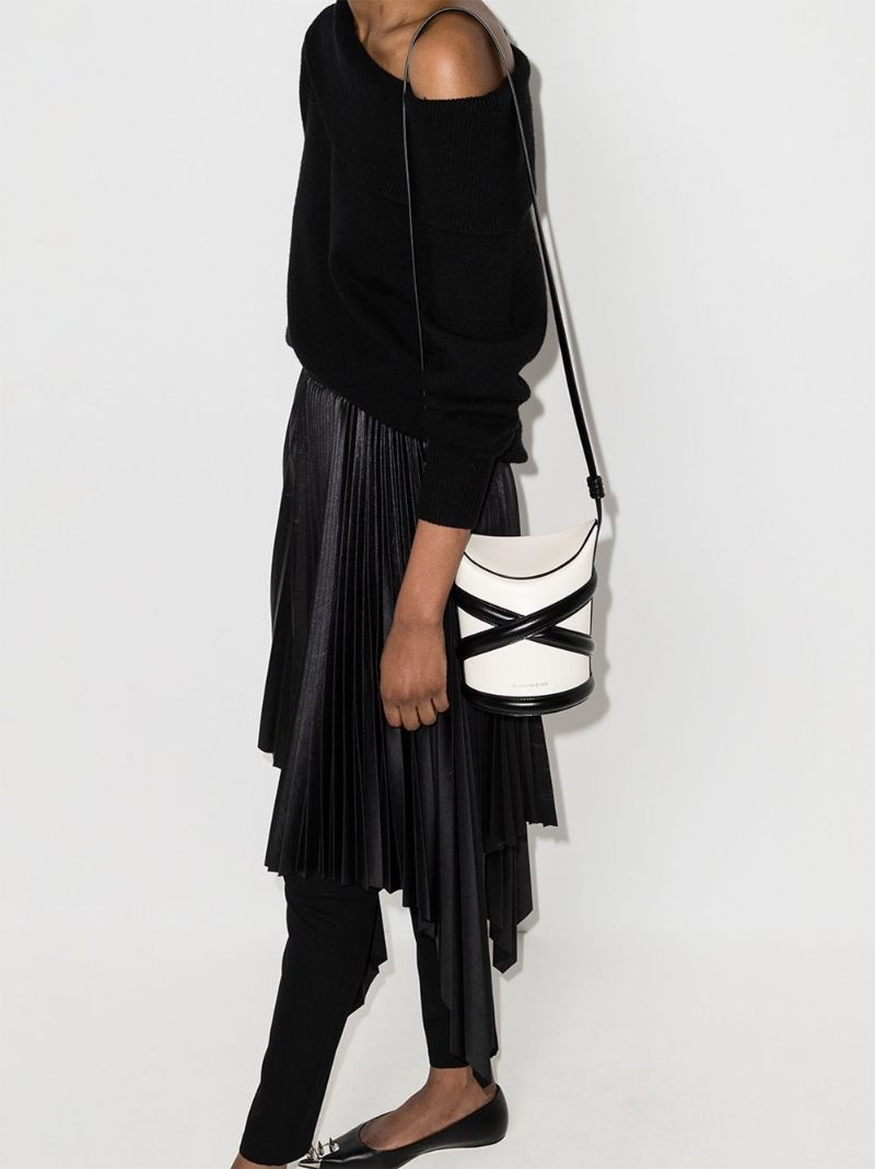 White the Curve Leather Cross Body Bag