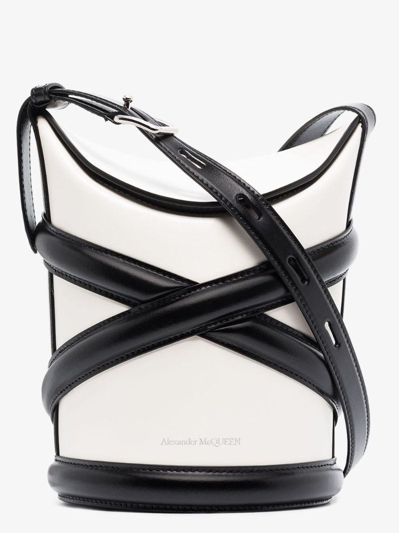 White the Curve Leather Cross Body Bag