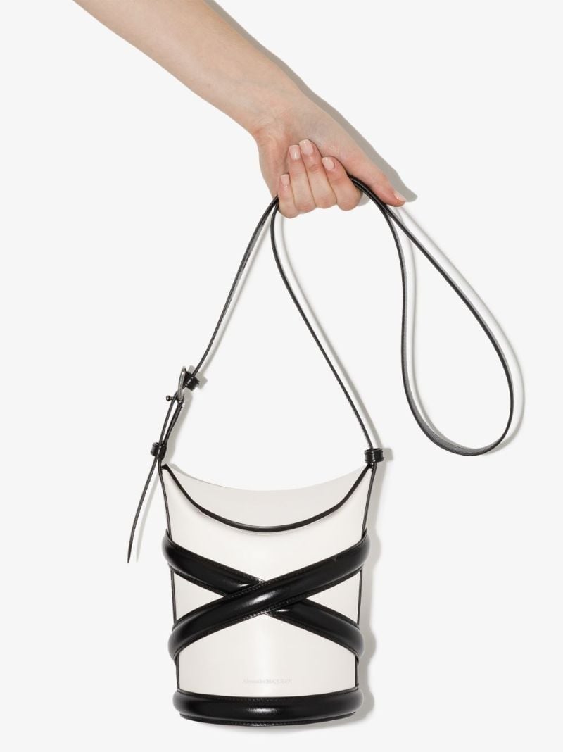 White the Curve Leather Cross Body Bag