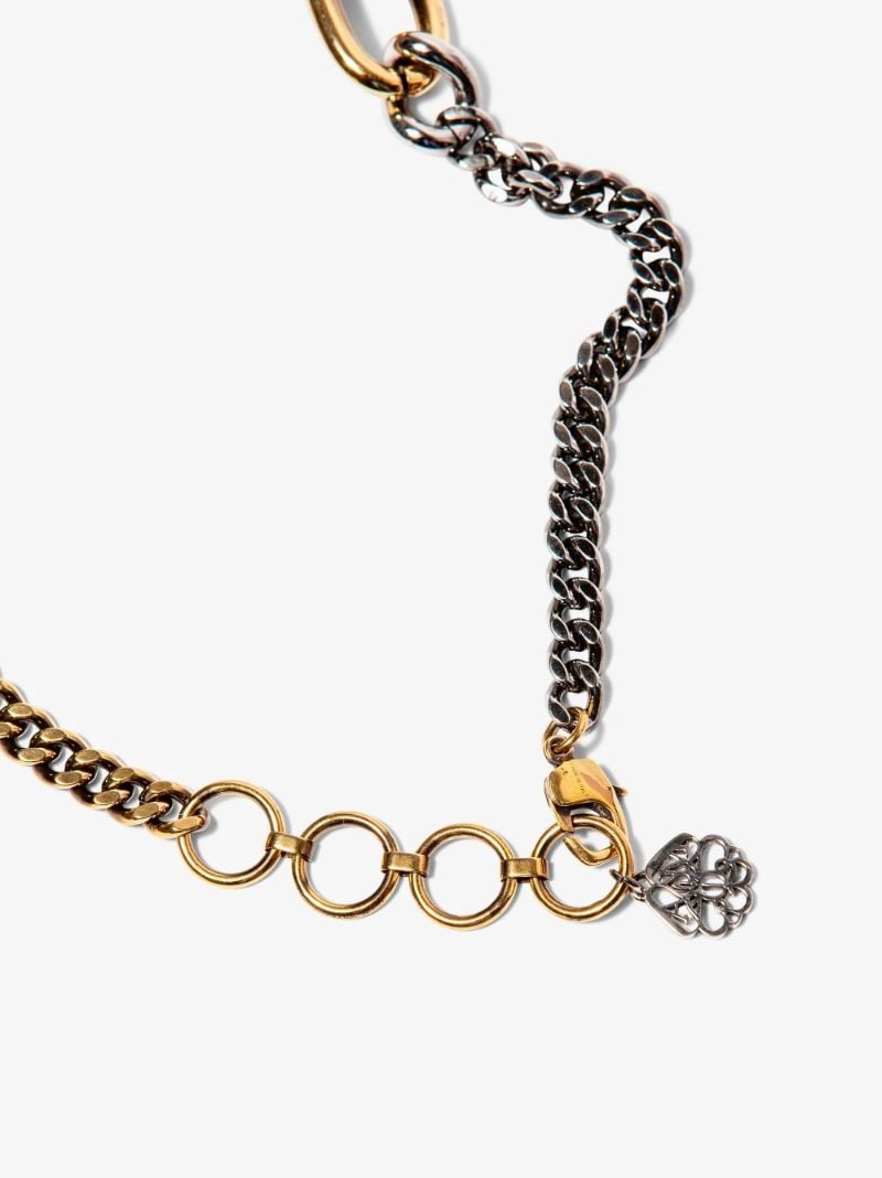Gold and Silver Tone Chain Charm Necklace