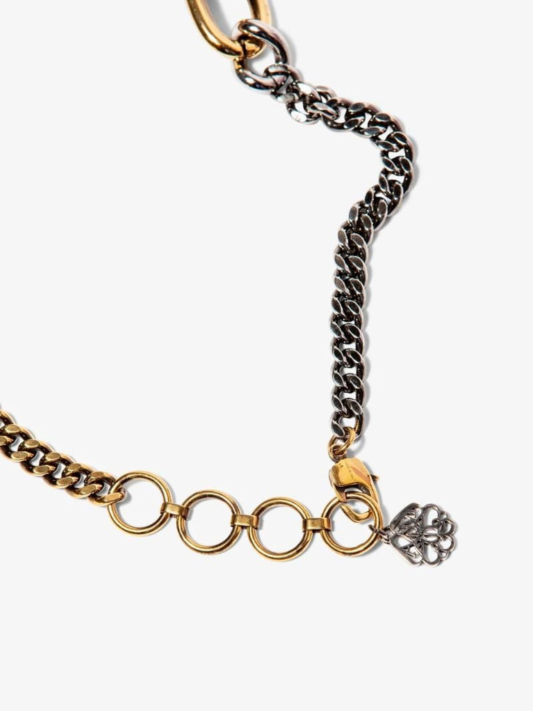 Gold and Silver Tone Chain Charm Necklace